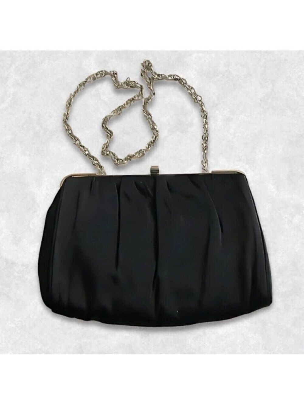 H L USA Harry Levine Evening Bag Versatile Design Compact Chain Strap Black OS